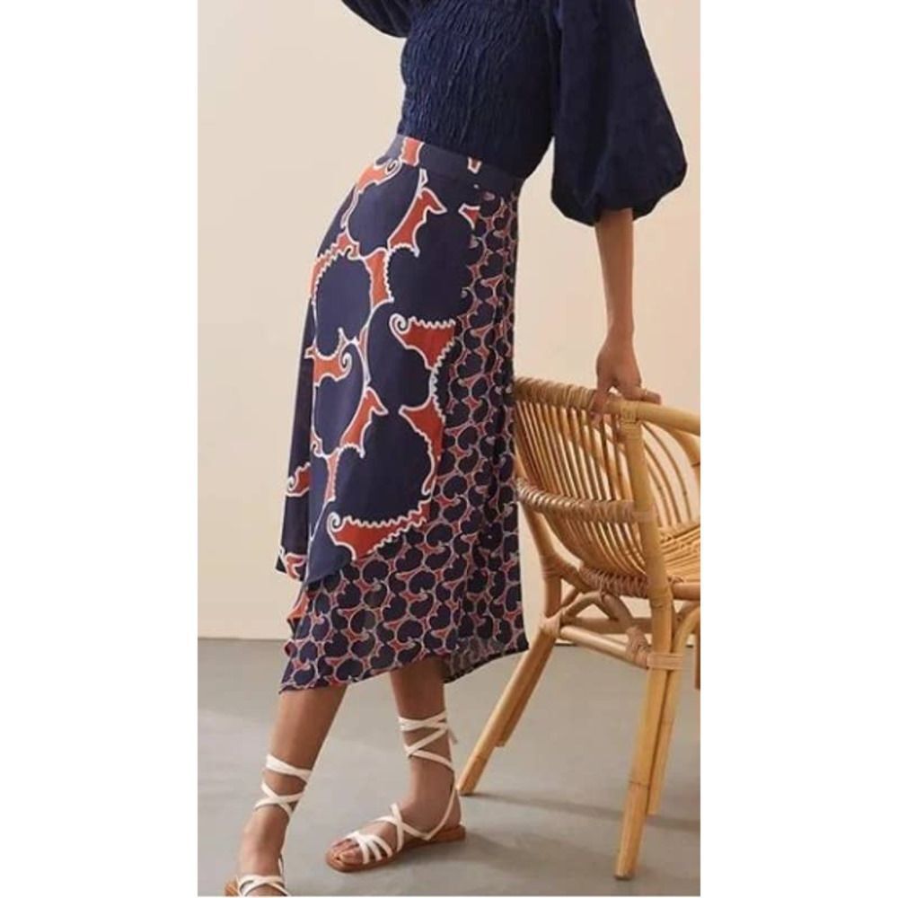 SOLD Anthropologie Dhruv Kapoor Swirled Abstract Midi Skirt Sz. S - Picture 1 of 10